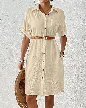 Bsubseach Womens Swimsuit Cover Up Long Button Down Bathing Suit Cover Ups Short Sleeve Summer Be... | Amazon (US)