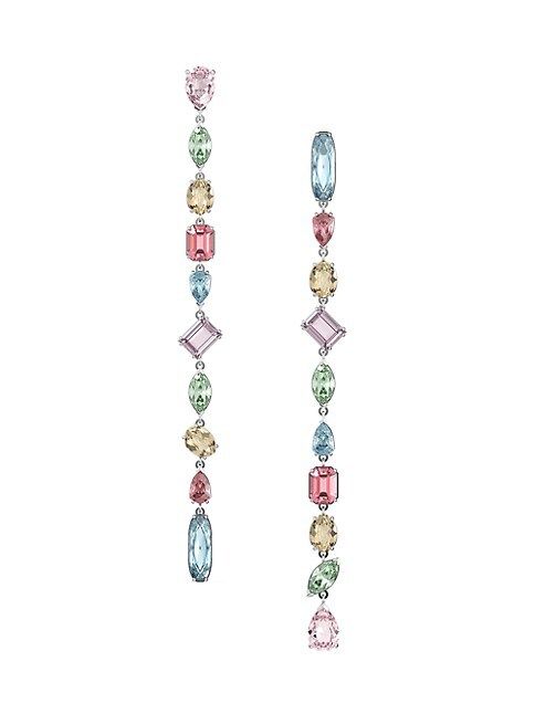 Gema Asymmetrical Rhodium-Plated Multicolor Crystal Drop Earrings | Saks Fifth Avenue