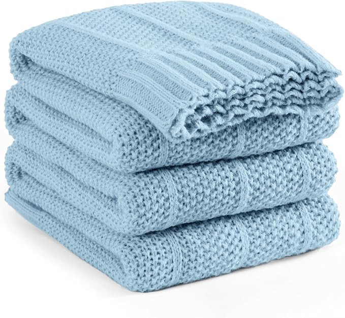 Carriediosa Knit Throw Blanket for Couch 50" X 60", Soft Cozy Stripe Pattern Cable Knitted Throws... | Amazon (US)