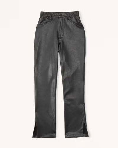 Women's Curve Love Split-Hem Vegan Leather 90s Straight Pants | Women's | Abercrombie.com | Abercrombie & Fitch (US)