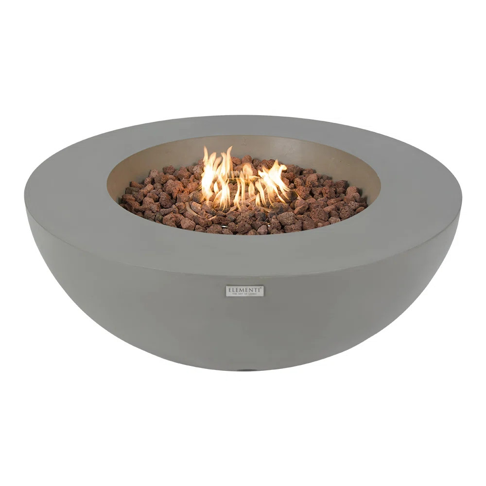 Lunar Bowl / Roca Outdoor Concrete Fire Pit 45,000 BTU - Includes Lava Rocks & PVC Cover | Wayfair North America