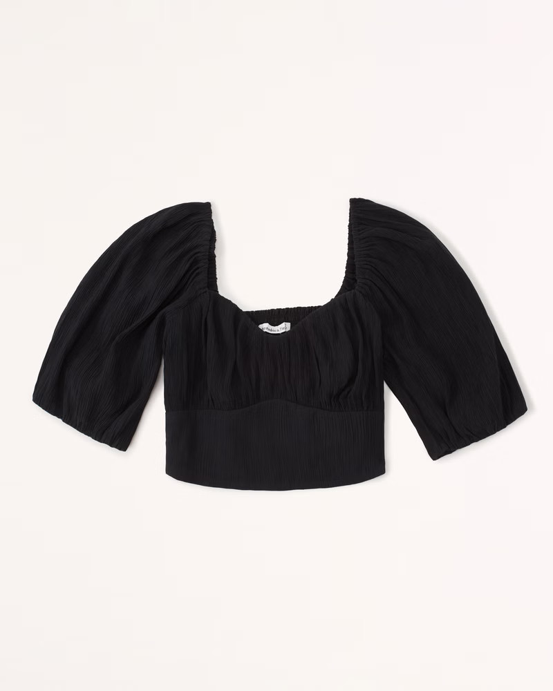 Women's Cropped Crinkle Set Top | Women's Tops | Abercrombie.com | Abercrombie & Fitch (US)
