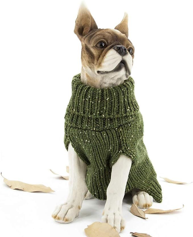 Apetian Dog Sweater Cold Weather Coats Winter Dog Apparel Dog Knitwear Clothing (S, SH004-Green) | Amazon (US)