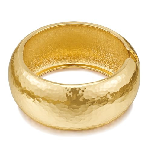 LILIE&WHITE Chunky Gold Hammered Bangle Bracelets For Women Hammered Surface Fashion Jewelry Present Gold Cuff Bangle Bracelet | Amazon (US)