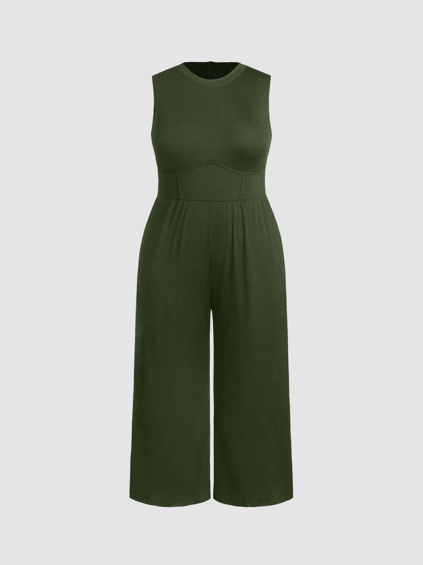 Solid Sleeveless Wide Leg Jumpsuit Curve & Plus | Cider