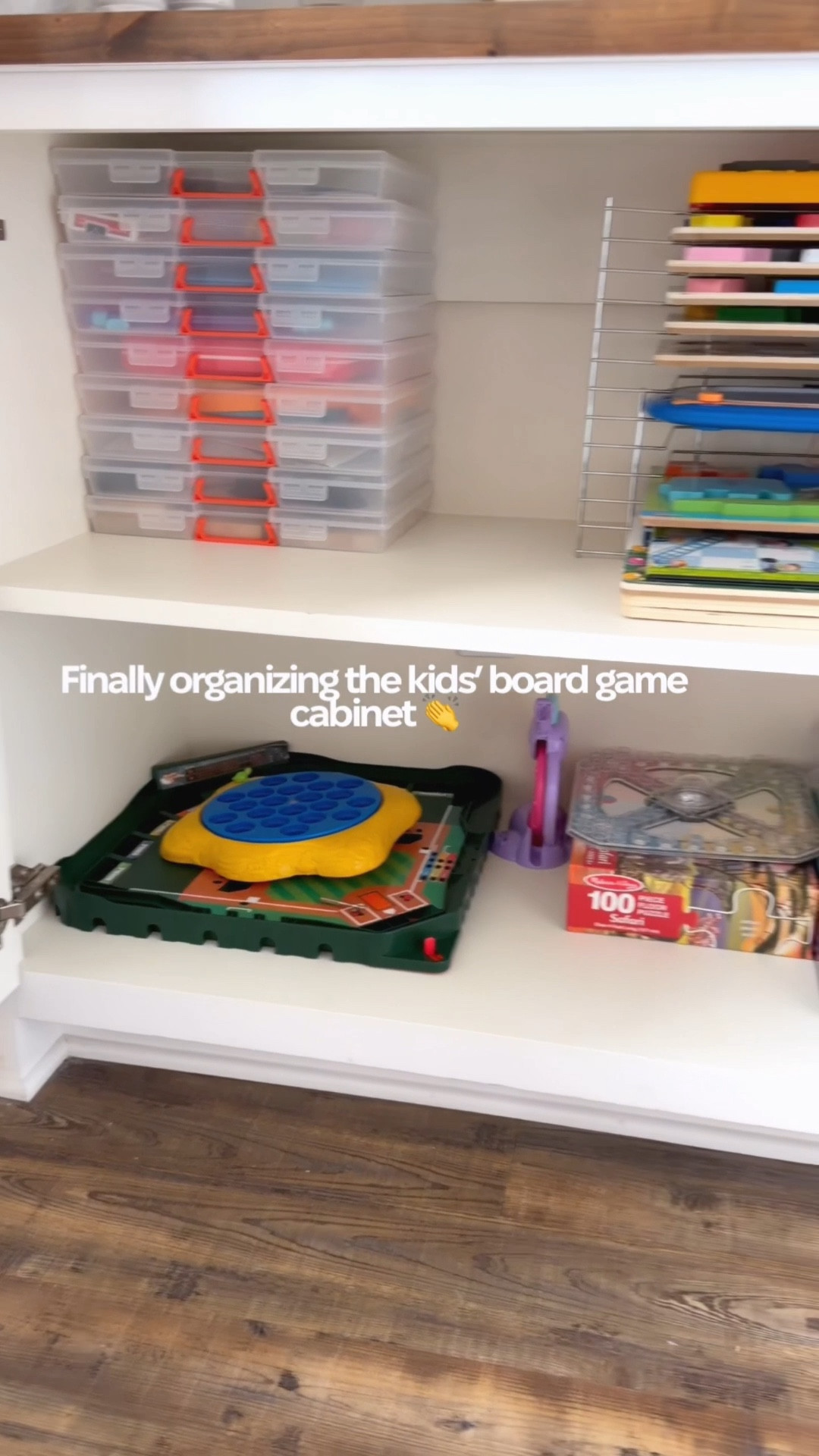 We’ve been stuffing games back into this cabinet for years 😅

I finally added lidded containers, a tray for puzzles, and stacked the bulky games on the bottom shelf. It already feels so much easier to maintain. 

#organization #momhacks #simpleroutine #organizedhome #amazonfinds 

#LTKKids #LTKHome #LTKmomlife