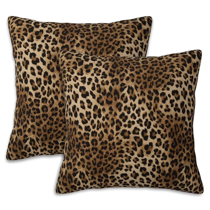 Throw Pillow Covers Leopard Pattern Pillow Covers 20x20 Inch Set of 2 Animal Print Throw Pillows ... | Amazon (US)