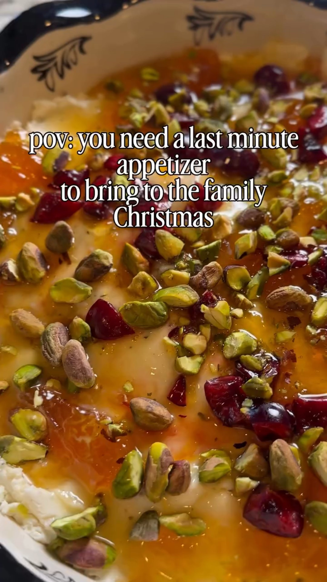If you need a LAST MINUTE appetizer for family Christmas, this is the one. 🎄✨
Like… you can literally stop at the store on the way, throw this together in 5 minutes, and walk in like you planned it all week.

✨ VIRAL BOURSIN CHRISTMAS DIP ✨
Sweet, savory, creamy, crunchy, festive perfection.

Because if there’s a table full of food and no dip, what are we even doing?!
And yes, serve it with Club crackers, because we must. It’s tradition. It’s law. It’s classy. 😉

🧀 INGREDIENTS
• 2 packages garlic & herb Boursin
• 3–4 tbsp fig preserves (pear if you can find them!!!)
• A few chopped fresh cranberries
• Chopped pistachios
• Hot honey, for drizzling
• Club crackers, obviously

🎄 HOW TO MAKE IT
1️⃣ Spread the Boursin onto a serving plate or shallow bowl
2️⃣ Spoon fig or pear preserves over the top
3️⃣ Sprinkle with chopped cranberries and pistachios
4️⃣ Finish with a generous drizzle of hot honey
5️⃣ Serve immediately or chill until party time

That’s it. No oven. No stress. No explaining yourself.
Just show up and accept the compliments. 🥂

👉 COMMENT “RECIPE” and I’ll send it straight to you!
Merry Christmas!!!! ❤️🎄✨

#christmasfood #christmaseve #holidayfood #appetizers #boursin
