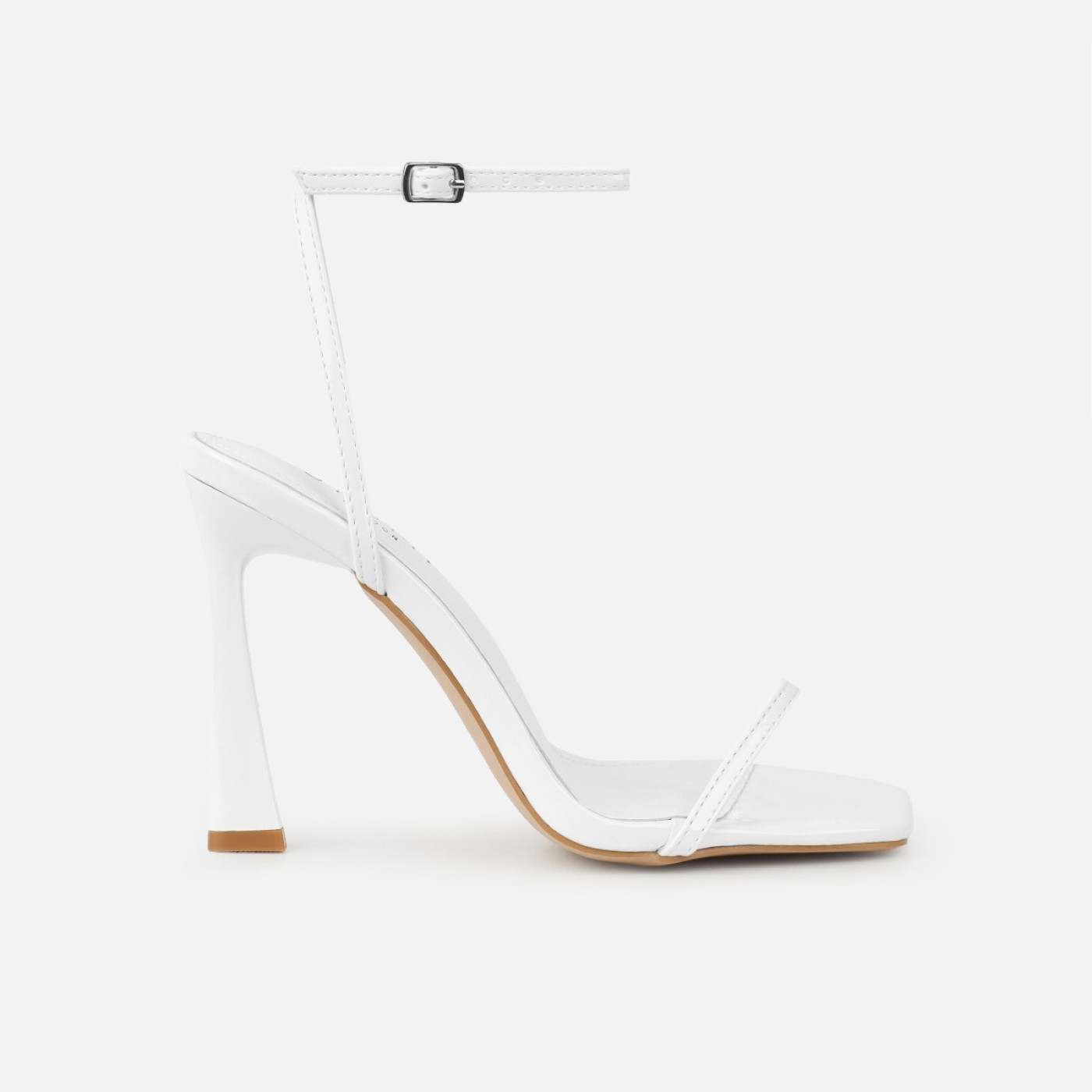 Apple White Patent Flared Heeled Sandals | Simmi Shoes