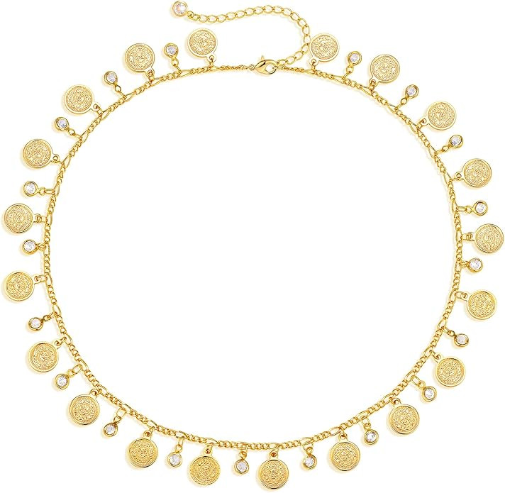 MTMY Beaded Necklaces for Women 14K Gold Plated Dainty Colorful Green/Rose Beaded Pearl Choker Ne... | Amazon (US)