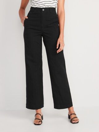 High-Waisted Canvas Wide-Leg Workwear Pants for Women | Old Navy (US)
