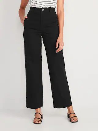 High-Waisted Canvas Wide-Leg Workwear Pants for Women | Old Navy (US)