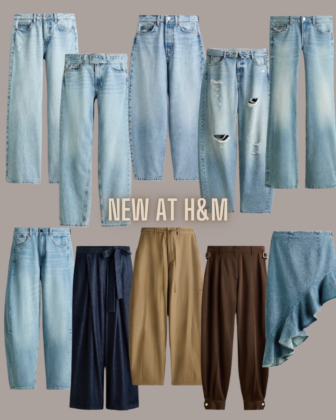 H&M fashion
Barrel jeans
Barrel pants
Fall denim
Wide leg pants
