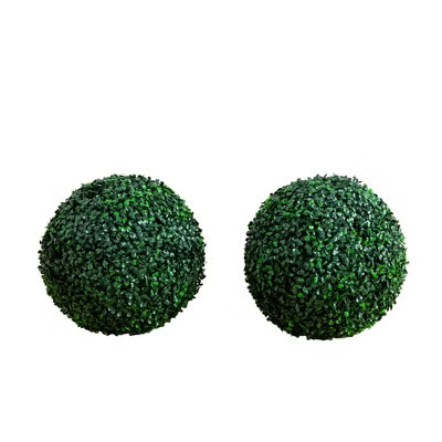 Nearly Natural 12-in UV Resistant Artificial Boxwood Ball (Indoor/Outdoor) - Set of 2 | Target
