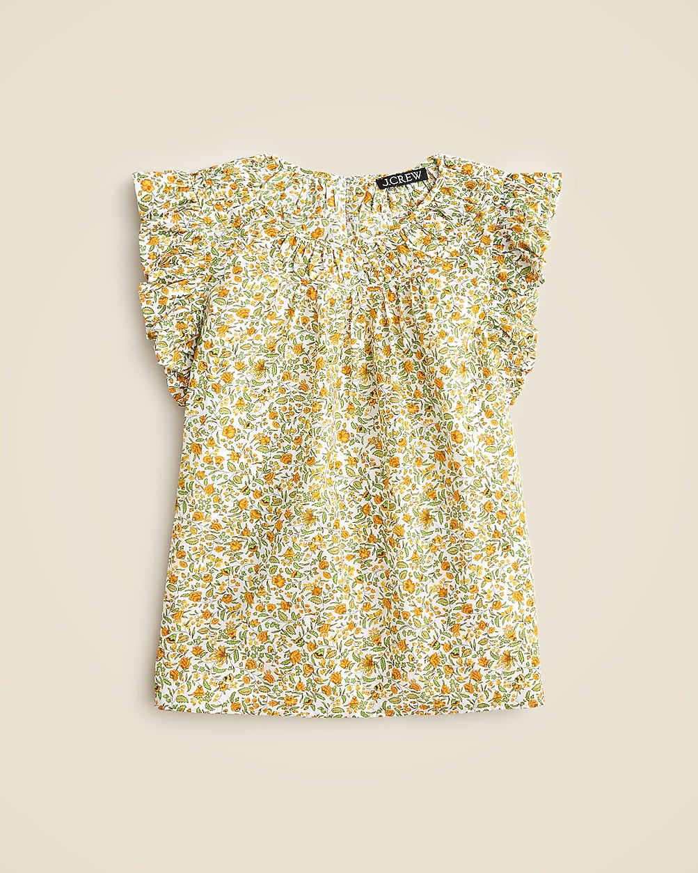 Gathered ruffle-sleeve top in floral vines cotton voile | J. Crew US