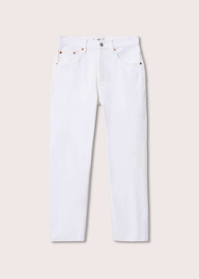 High-waist cropped straight jeans -  Women | Mango United Kingdom | MANGO (UK)
