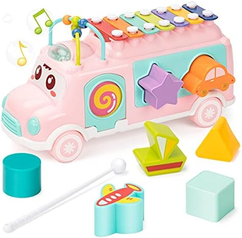 UNIH Baby Toy 12-18 Months, Music Bus Xylophone for Kids Toy, Baby Toys for 1 Year Old Boys and G... | Amazon (US)