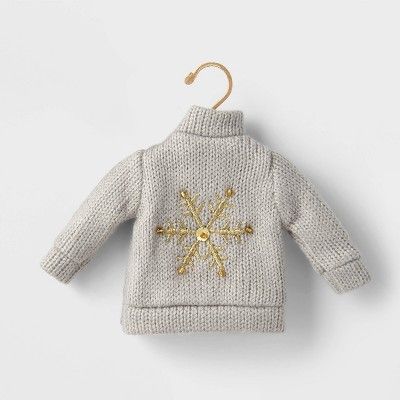 4" Knit Sweater with Snowflake Christmas Tree Ornament Gray/Gold - Wondershop™ | Target