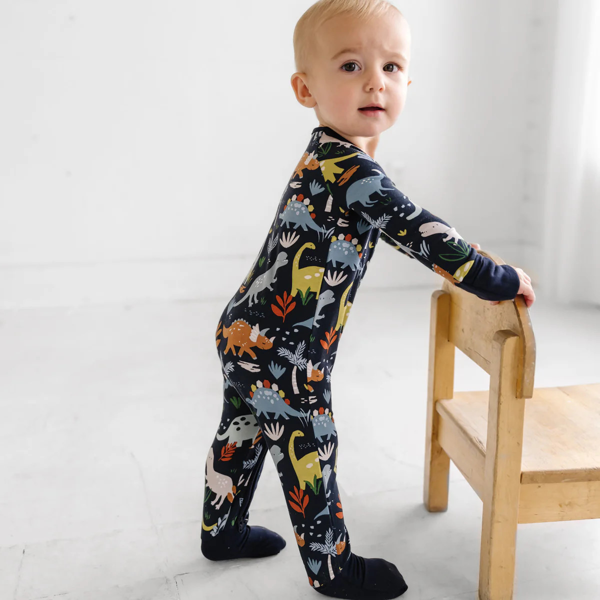 Navy Jurassic Jungle Zippy | Little Sleepies