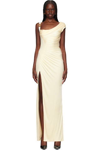 Versace - Off-White Medusa '95 Draped Maxi Dress | SSENSE
