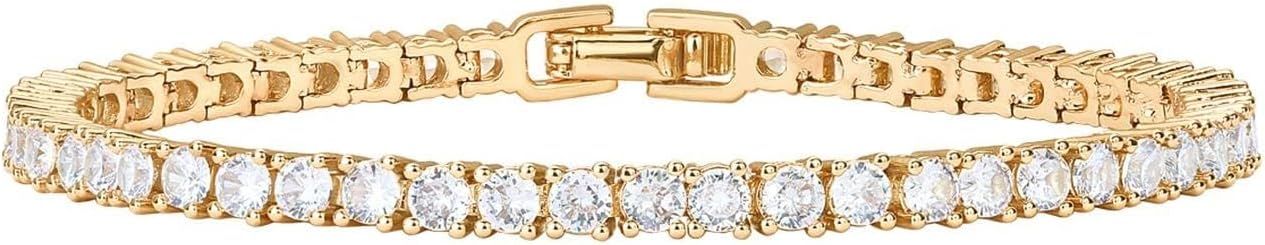 PAVOI 14K - 18K Gold Plated Premium Cubic Zirconia Tennis Bracelet | Stacking Jewelry | Classic 3... | Amazon (US)