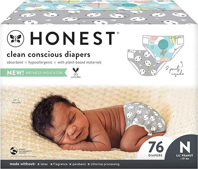 HONEST The Company, Club Box, Clean Conscious Diapers, Above It All + Pandas, Size Newborn, 76 Co... | Amazon (US)