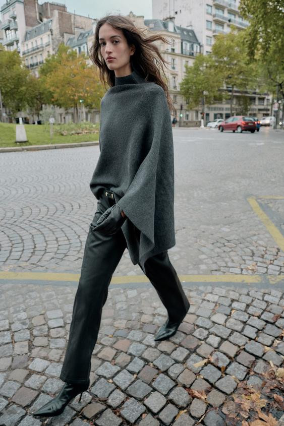 HIGH COLLAR KNIT CAPE | Zara US