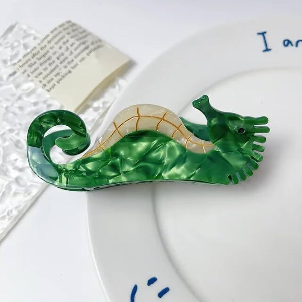 Seahorse Claw Clip Green Sea Animal Cute Hair Clip Big Claw Clip Thick or Thin Hair, Unique Fashi... | Amazon (US)