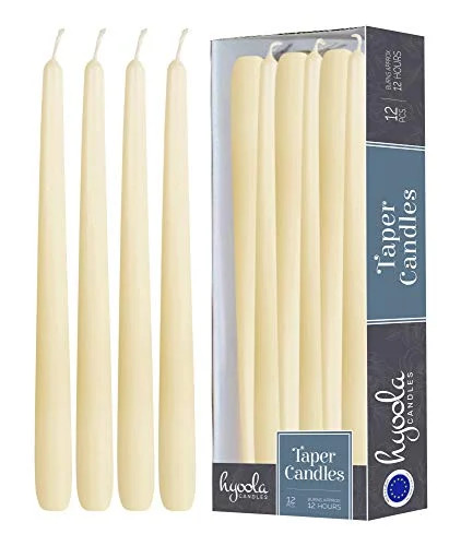 Hyoola, 14" Wool White Taper Candles - Dripless Tapers (12 Pack) - Walmart.com | Walmart (US)