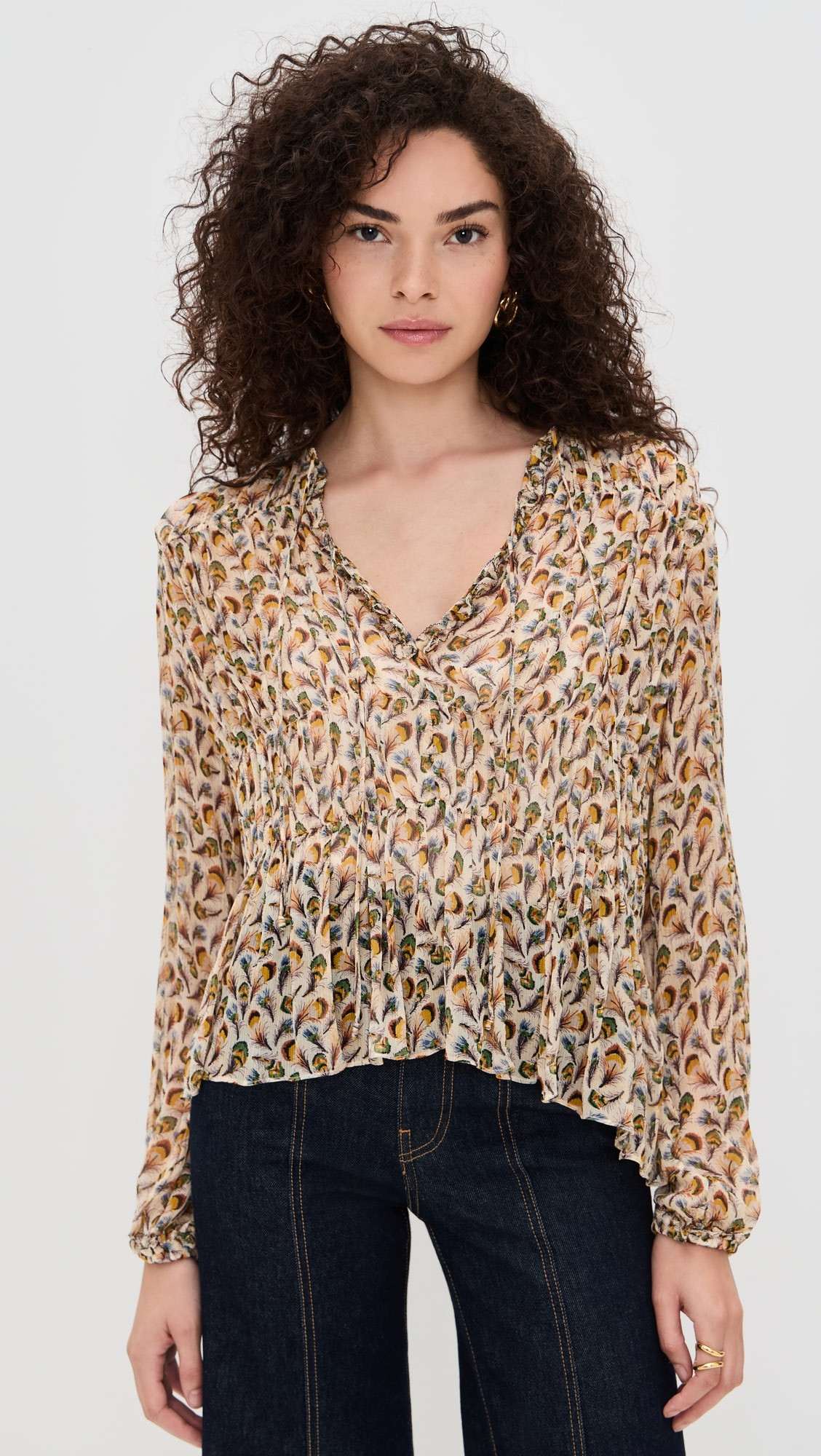 Robbie Silk Long Sleeve Front Tie Blouse | Shopbop