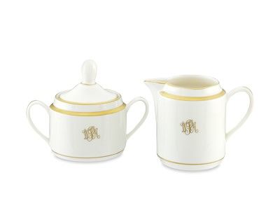 Monogrammed Pickard Creamer & Sugar Set, Gold | Williams-Sonoma