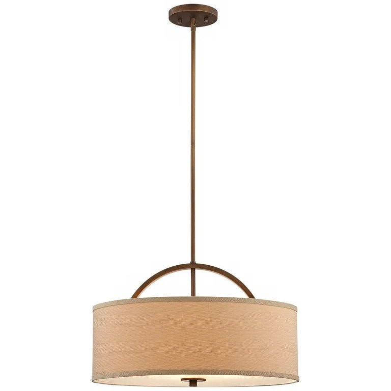 Possini Euro Design Brushed Bronze Drum Pendant Chandelier 20" Wide Modern Sand Stone Linen Shade... | Walmart (US)
