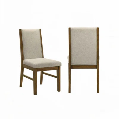 Upholstered Soft Neutral Fabric Wooden Dining Chairs | Wayfair North America