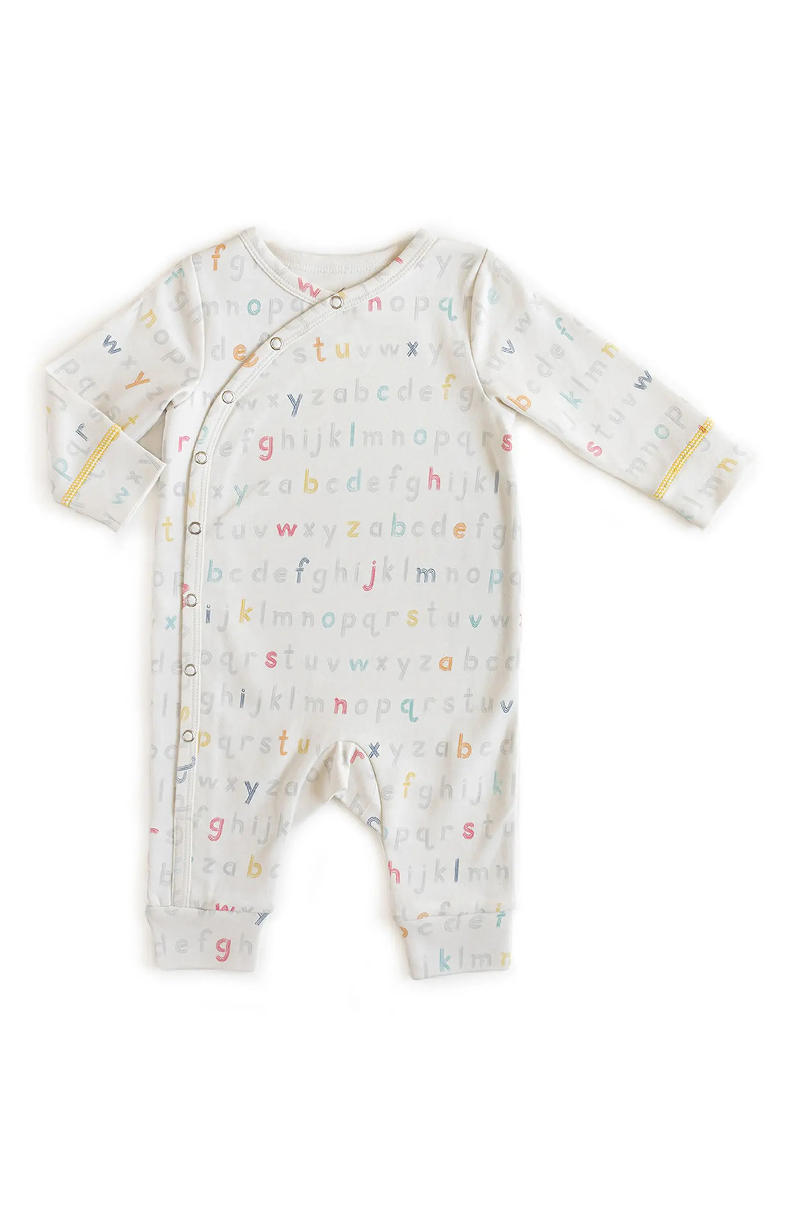 Alphabet Print Organic Cotton Romper | Nordstrom