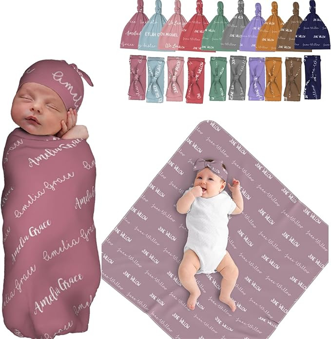 Personalized Baby Boy Swaddle Blanket, Baby Swaddle Wrap, Personalized Baby Girl Swaddle Blanket,... | Amazon (US)