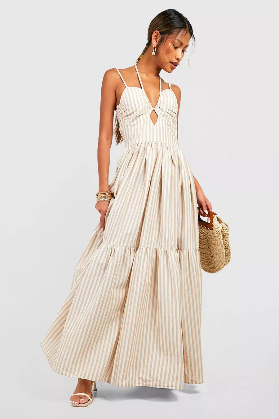 Stripe Tiered Maxi Dress | Boohoo.com (US & CA)