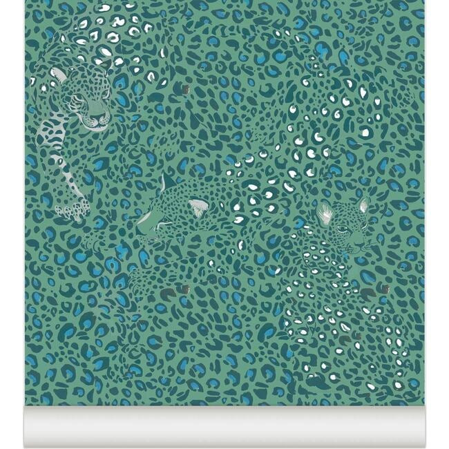 Little Cabari | Cheetah Wallpaper, Green (Blue) | Maisonette | Maisonette