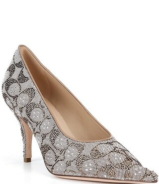 Daisy Crystal Signature Jacquard High Heel Pumps | Dillard's