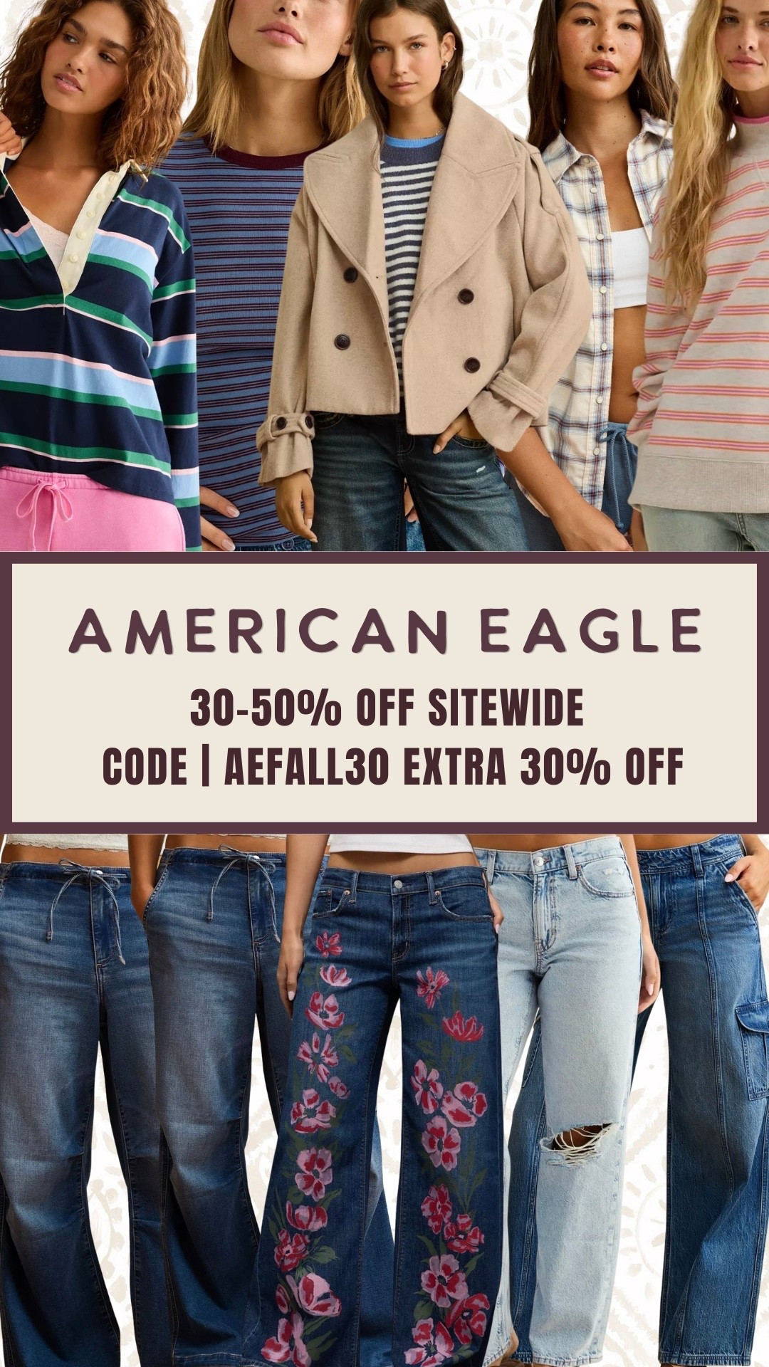 Huge American Eagle sale!! 30-50% off plus an EXTRA 30% off with code AEFALL30 🔗🔗

#LTKSaleAlert