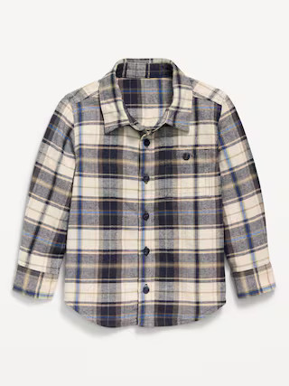 Long-Sleeve Plaid Flannel Pocket Shirt for Toddler Boys | Old Navy (US)
