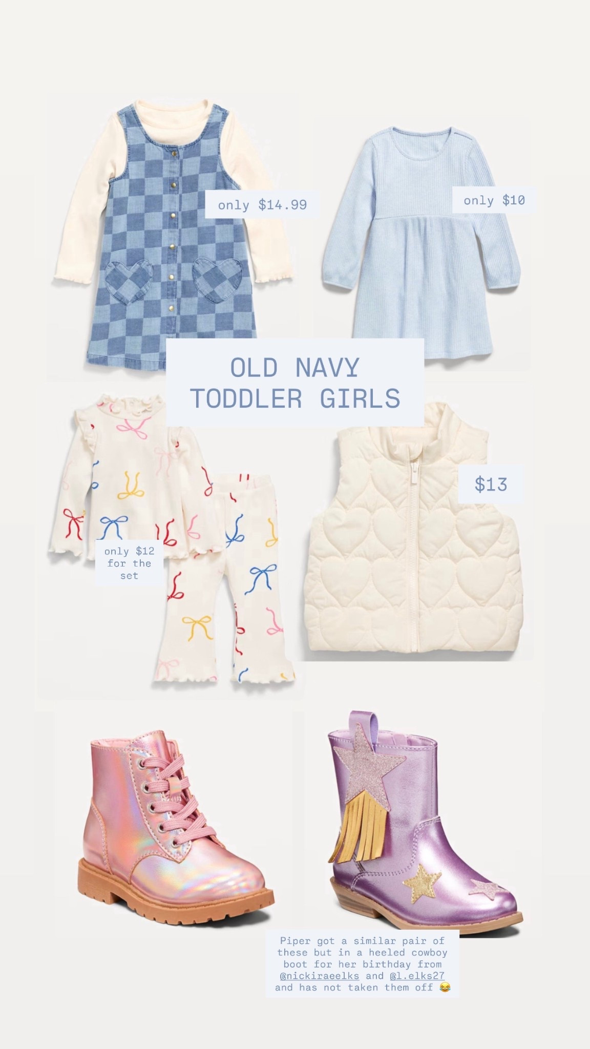 Old Navy toddler girls winter outfit ideas very affordable all under $30!!! 

Gift gifts for kids gifts for toddlers toddler, Christmas gifts, winter Christmas toddler, outfits, kids outfit outfits, little girls outfits, cowboy boots match matching sets holiday gift ideas

#LTKGiftGuide #LTKHoliday #LTKSaleAlert