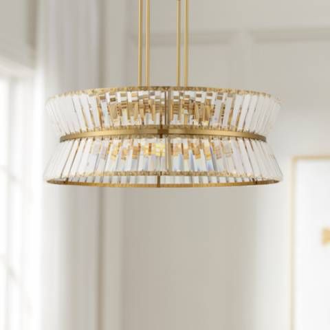 Melwick 28" Wide Soft Gold Crystal 12-Light Pendant - #301P1 | Lamps Plus | Lamps Plus