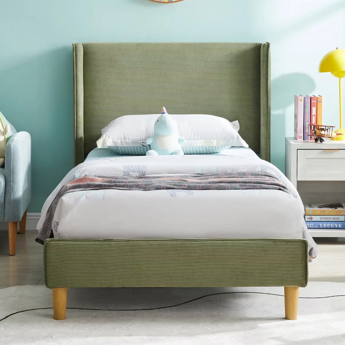 Luxury Modern Wingback Corduroy Upholstered Bed | Wayfair North America