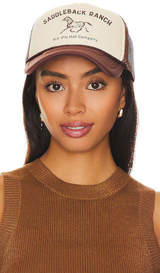 Saddleback Ranch Trucker Hat in Cream & Chocolate Brown | Revolve Clothing (Global)