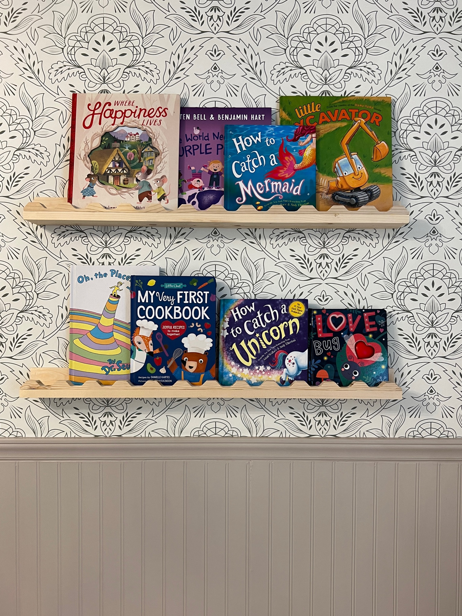 DIY floating bookshelves ✨ Linked the roofing material (only place we could find it was Lowes) 