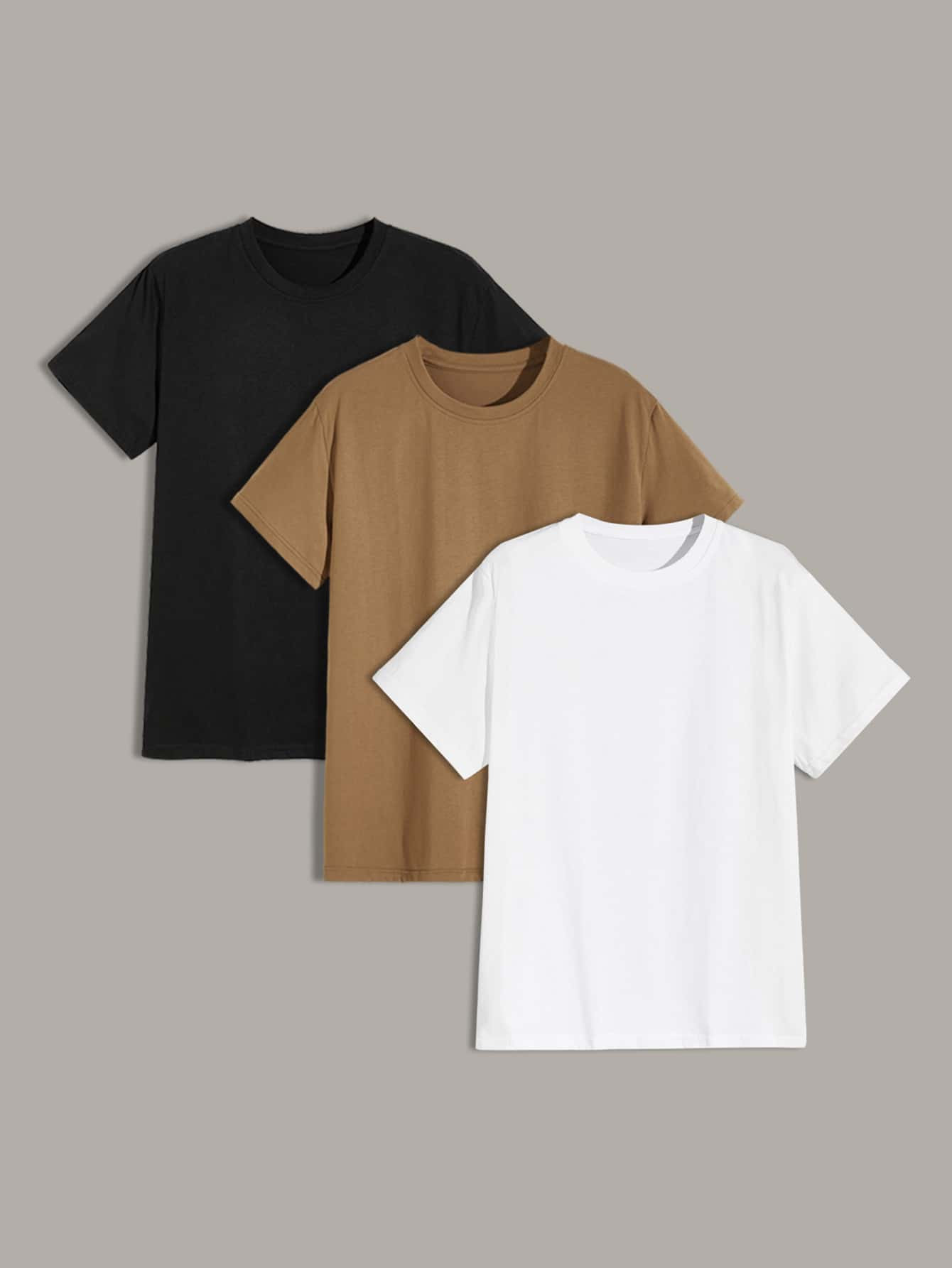 Men 3pcs Solid Basic Tee | SHEIN