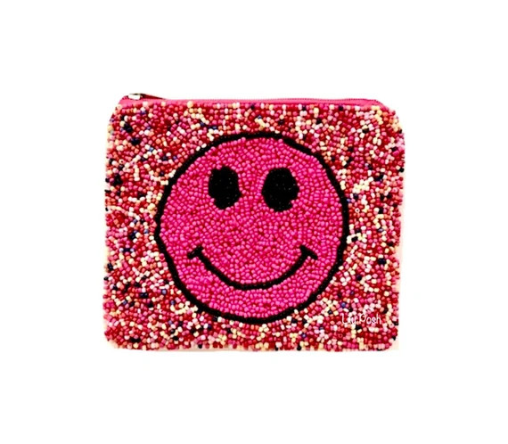 Beaded Smiley Face Coin Purse, Embellished Coin Purse, Seed Bead Coin Purse, Emoji Smiley Face, S... | Etsy (US)