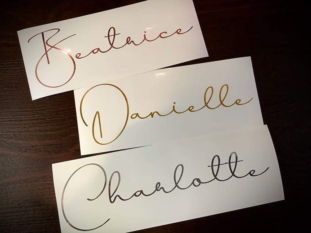 Custom Handwritten Name Decals for Champagne Flute Wine Tumbler, Gift Box Sticker, Vinyl Name Dec... | Etsy (US)
