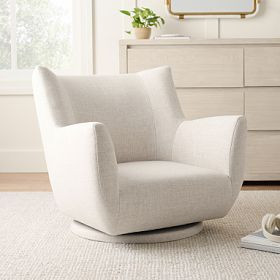 Eco Performance Textured Weave Oatmeal Lennon Low Swivel Chair | Pottery Barn Teen