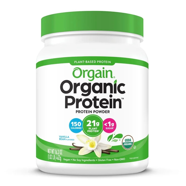 Orgain Organic Vegan 21g Protein Powder, Plant Based Shake Drink, Vanilla Bean 1.02lb | Walmart (US)